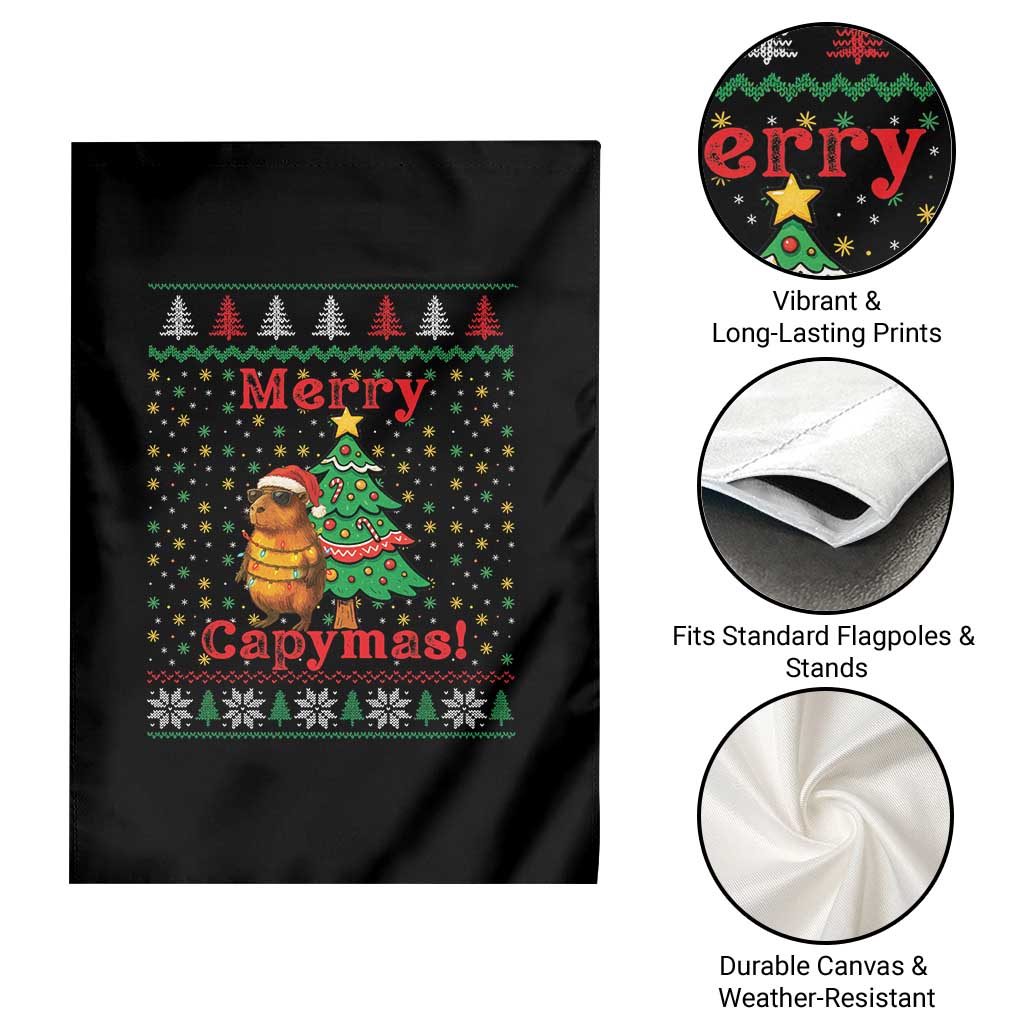 Funny Merry Capymas Garden Flag Capybara Christmas Party - Wonder Print Shop