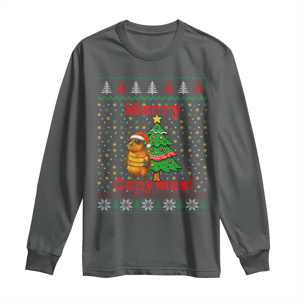 Funny Merry Capymas Long Sleeve Shirt Capybara Christmas Party - Wonder Print Shop