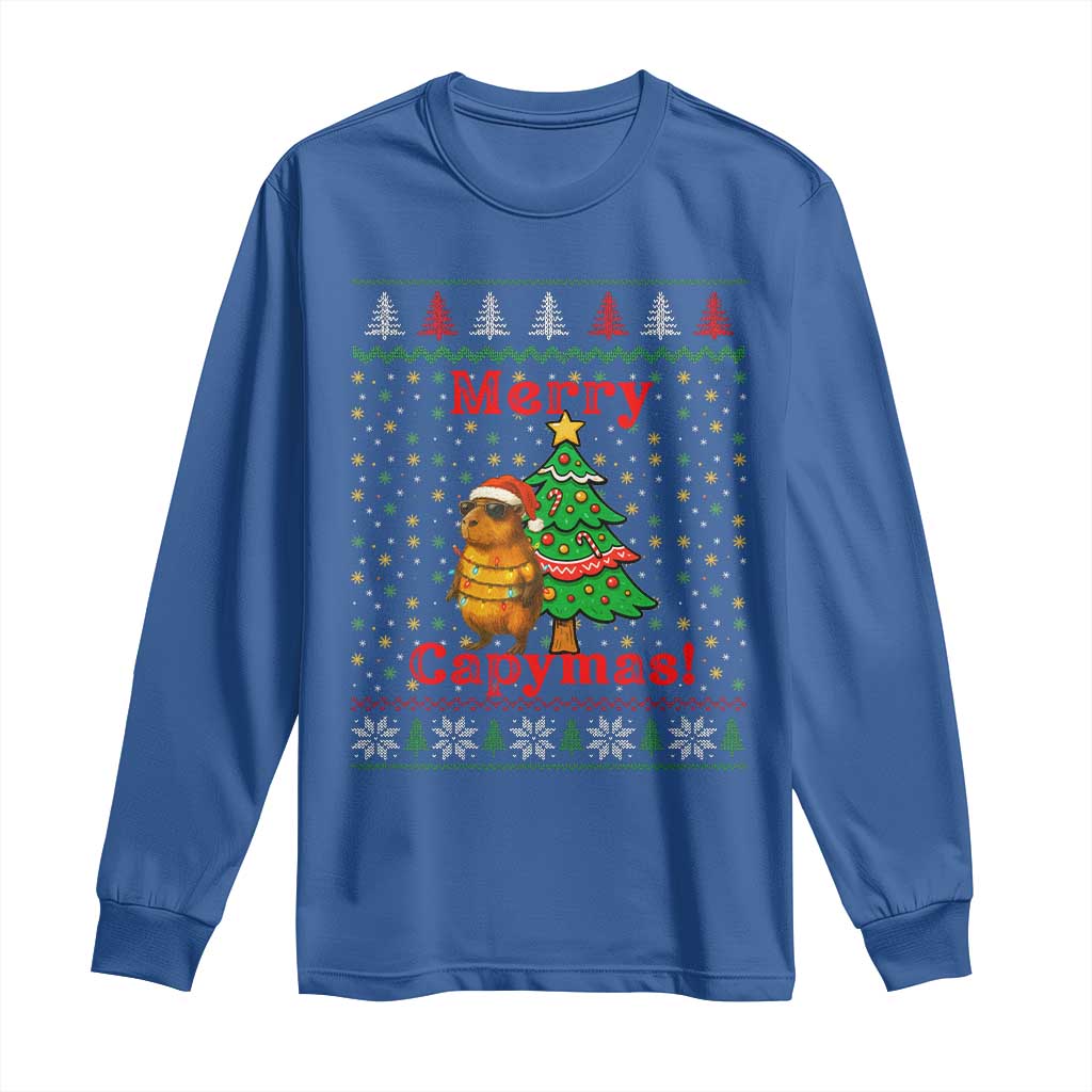 Funny Merry Capymas Long Sleeve Shirt Capybara Christmas Party - Wonder Print Shop