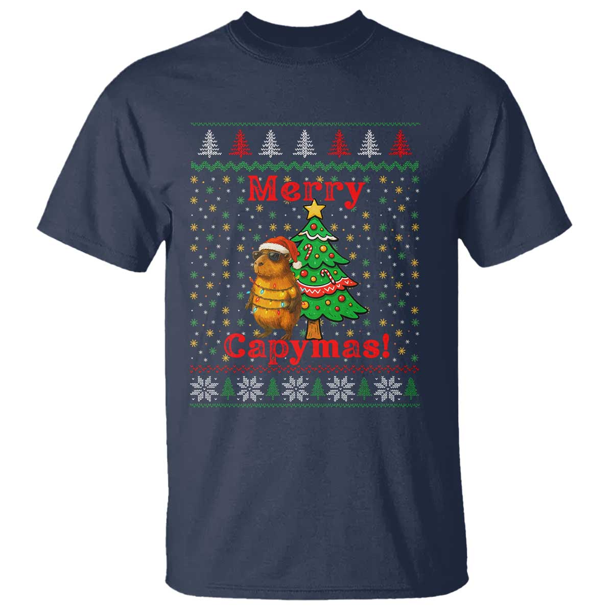 Funny Merry Capymas T Shirt Capybara Christmas Party - Wonder Print Shop