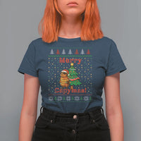 Funny Merry Capymas T Shirt For Women Capybara Christmas Party - Wonder Print Shop