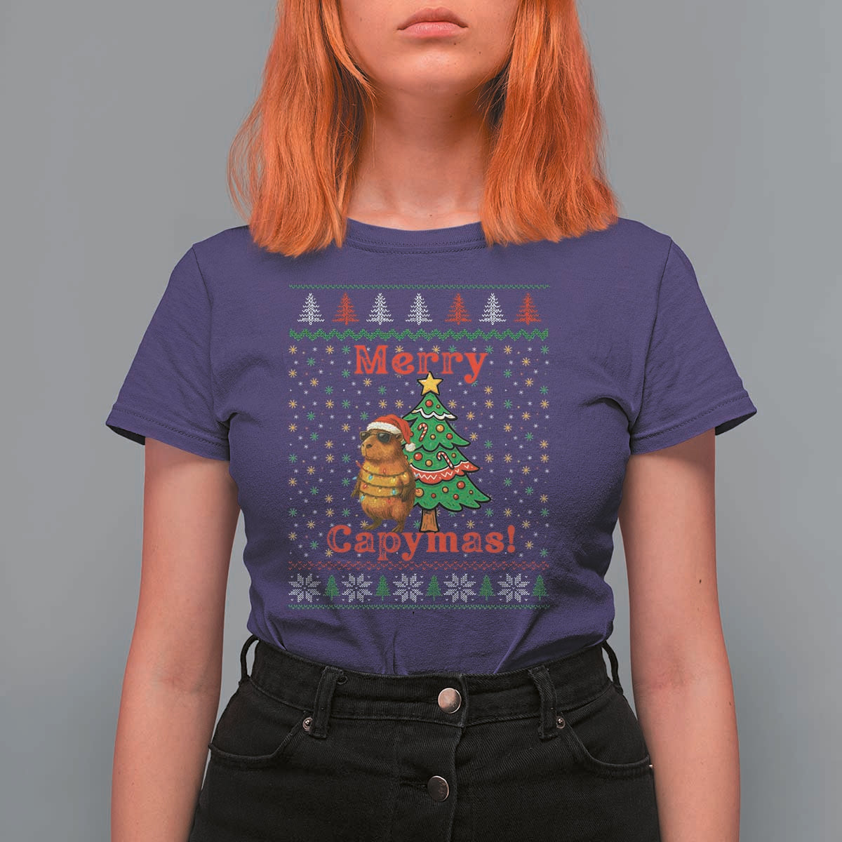 Funny Merry Capymas T Shirt For Women Capybara Christmas Party - Wonder Print Shop