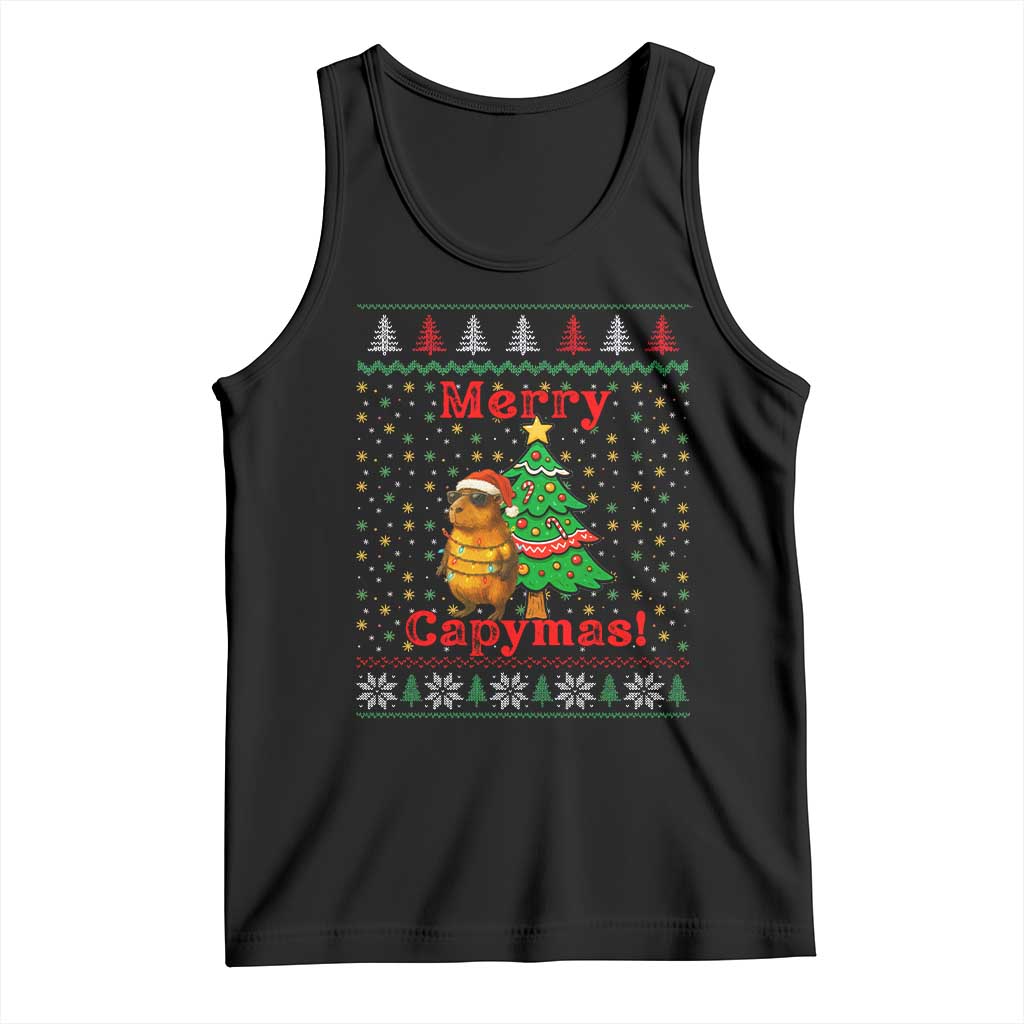 Funny Merry Capymas Tank Top Capybara Christmas Party - Wonder Print Shop