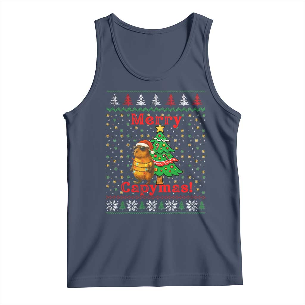 Funny Merry Capymas Tank Top Capybara Christmas Party - Wonder Print Shop