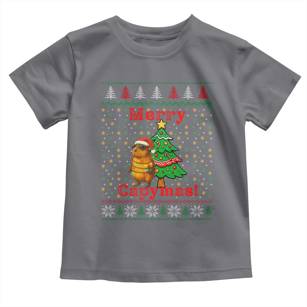 Funny Merry Capymas Toddler T Shirt Capybara Christmas Party - Wonder Print Shop