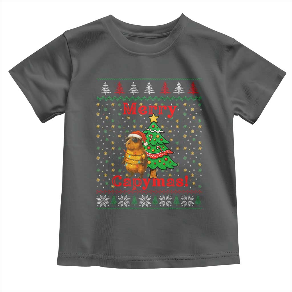 Funny Merry Capymas Toddler T Shirt Capybara Christmas Party - Wonder Print Shop
