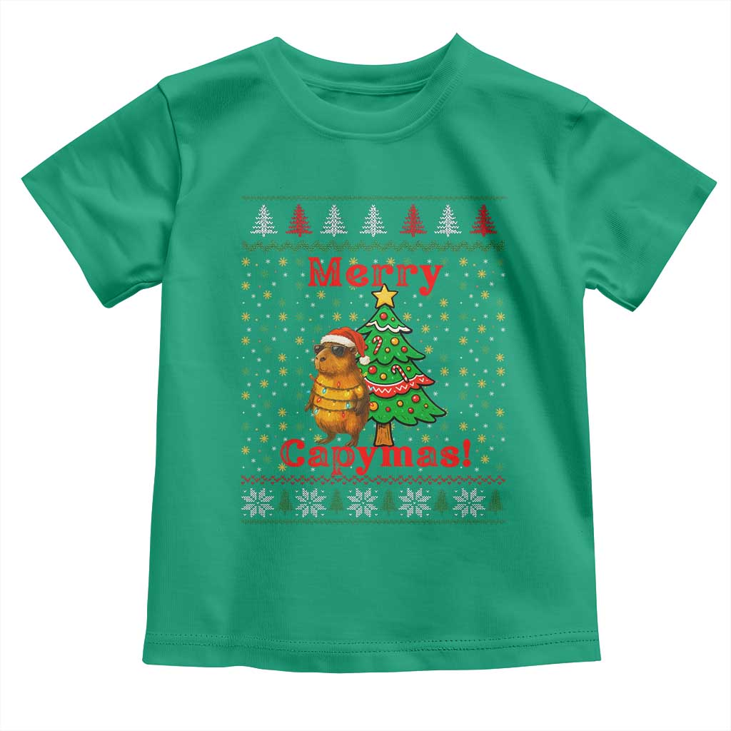 Funny Merry Capymas Toddler T Shirt Capybara Christmas Party - Wonder Print Shop