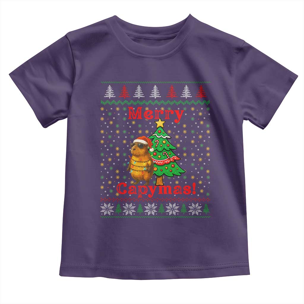Funny Merry Capymas Toddler T Shirt Capybara Christmas Party - Wonder Print Shop