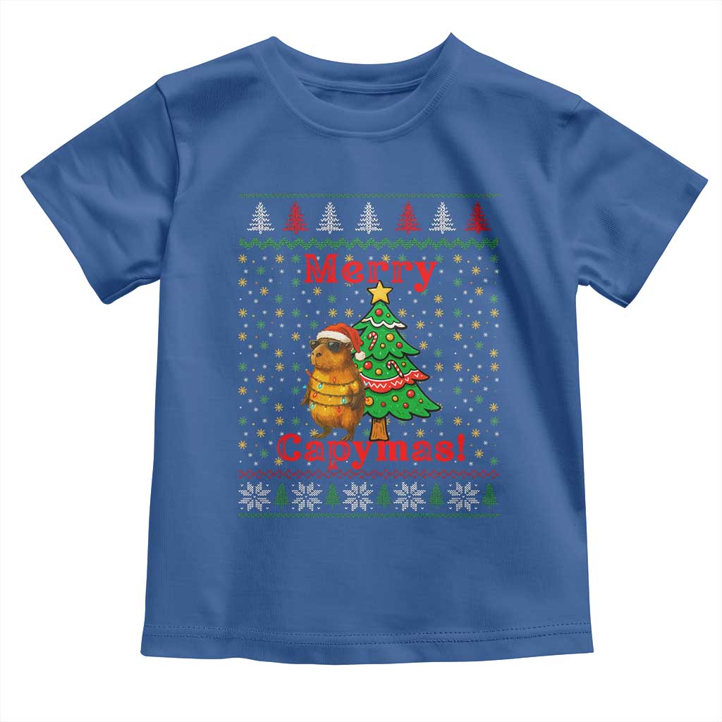 Funny Merry Capymas Toddler T Shirt Capybara Christmas Party - Wonder Print Shop