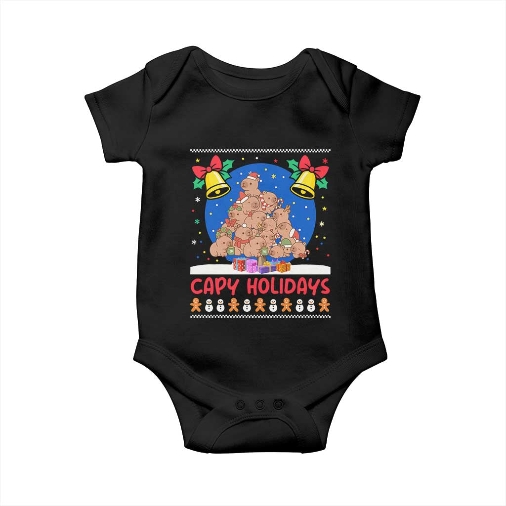 Capybara Christmas Tree Baby Onesie Funny Capy Holidays Gift - Wonder Print Shop