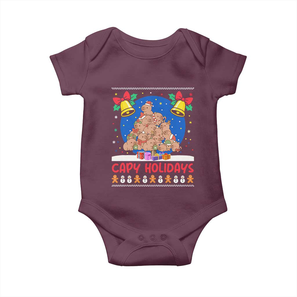 Capybara Christmas Tree Baby Onesie Funny Capy Holidays Gift - Wonder Print Shop