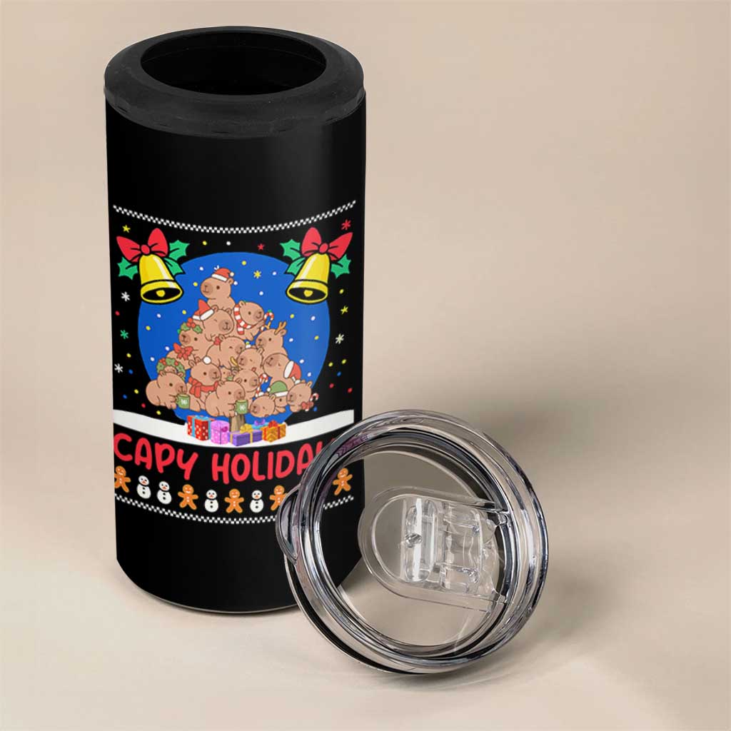Capybara Christmas Tree 4 in 1 Can Cooler Tumbler Funny Capy Holidays Gift
