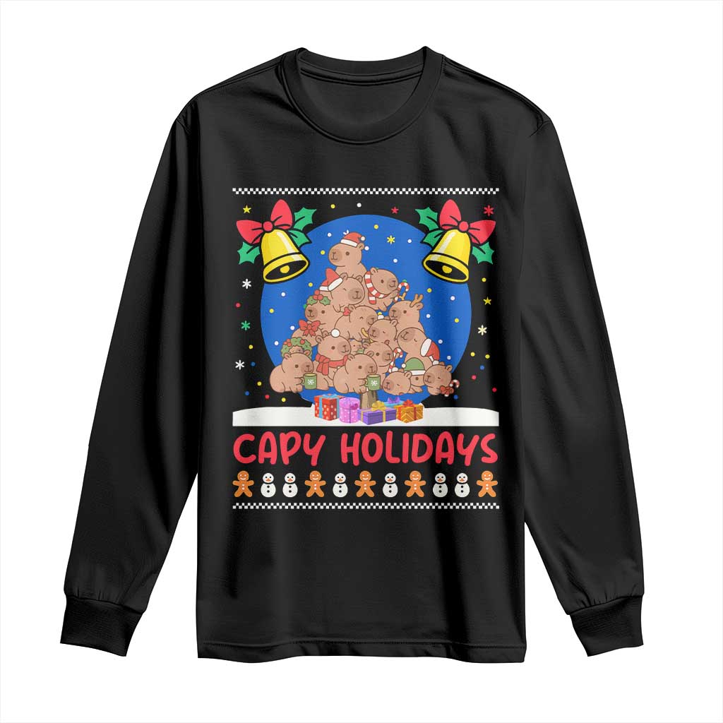 Capybara Christmas Tree Long Sleeve Shirt Funny Capy Holidays Gift - Wonder Print Shop