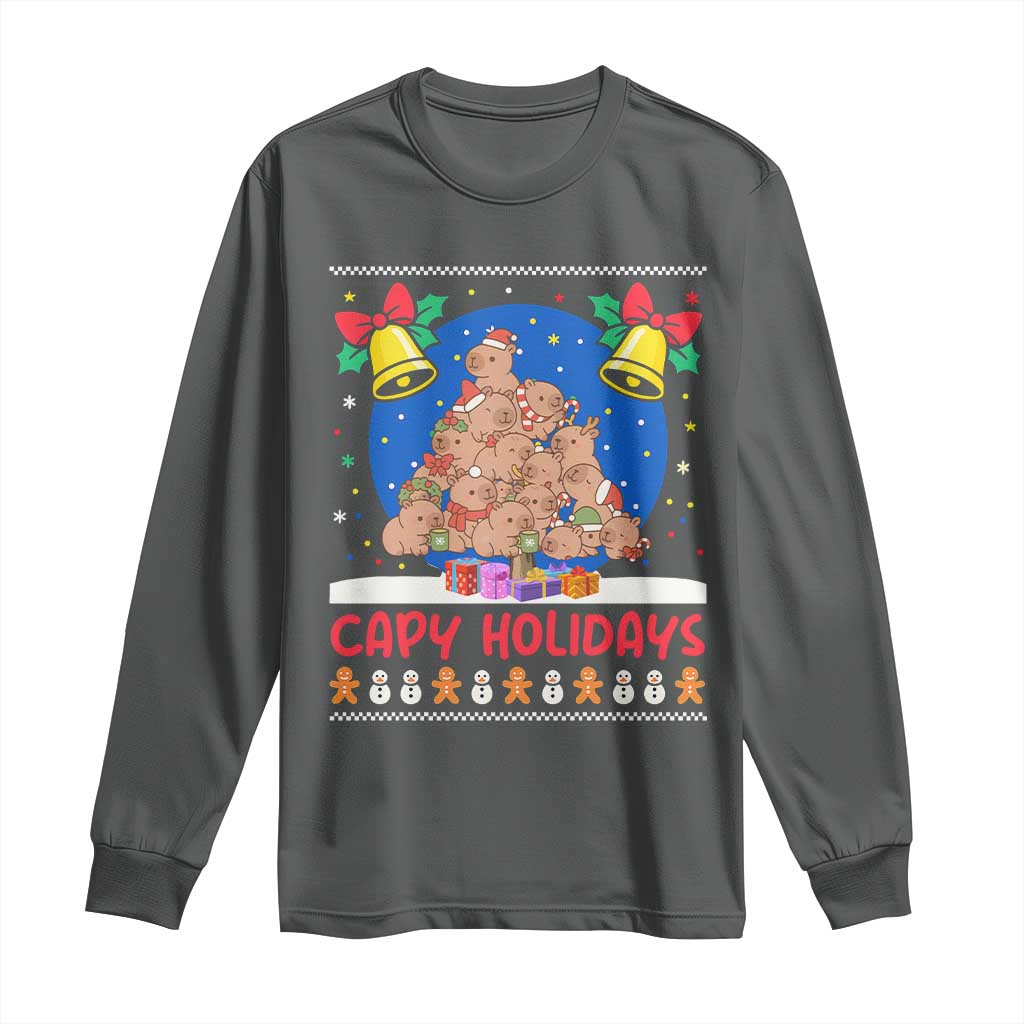 Capybara Christmas Tree Long Sleeve Shirt Funny Capy Holidays Gift - Wonder Print Shop