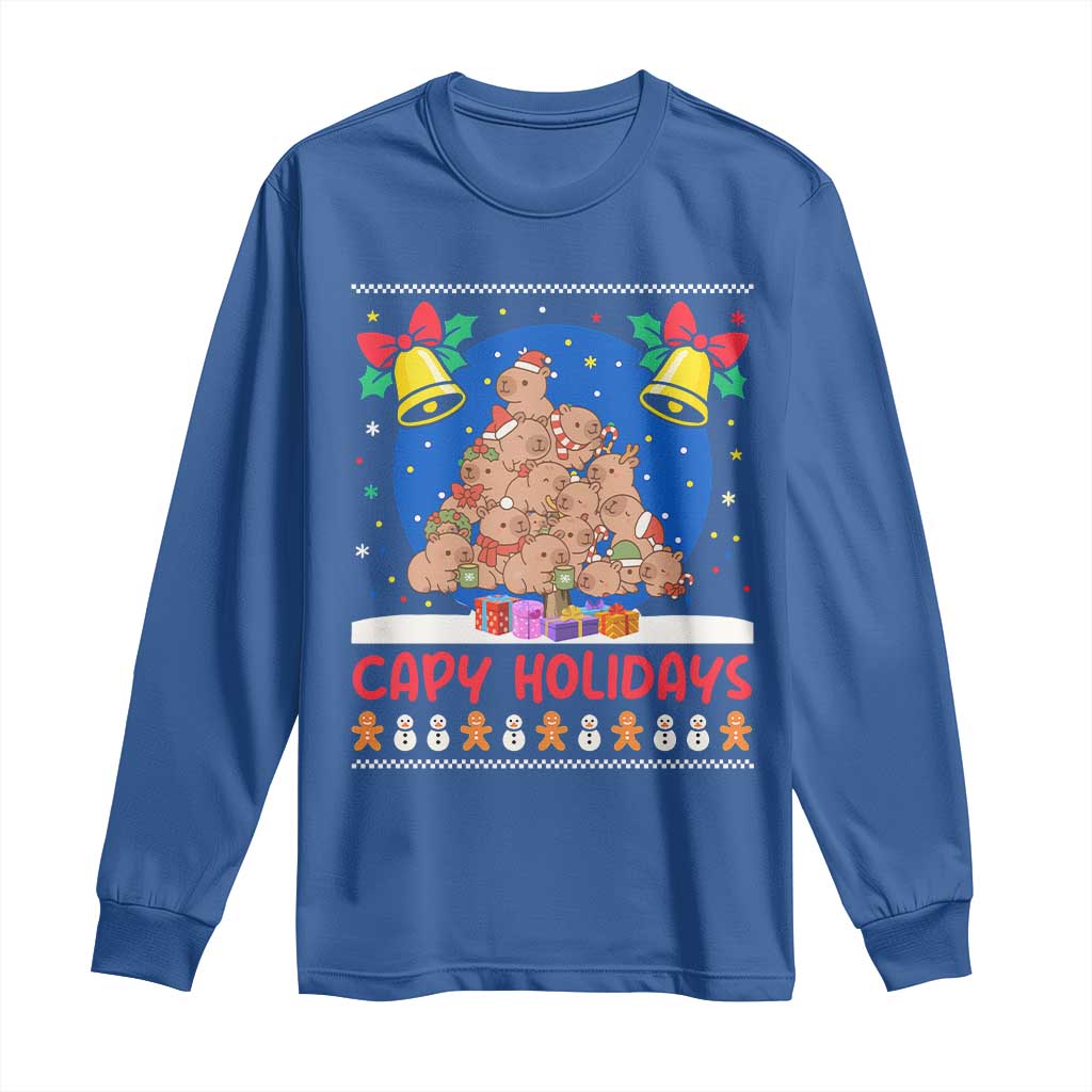 Capybara Christmas Tree Long Sleeve Shirt Funny Capy Holidays Gift - Wonder Print Shop