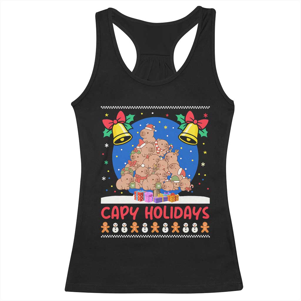 Capybara Christmas Tree Racerback Tank Top Funny Capy Holidays Gift - Wonder Print Shop