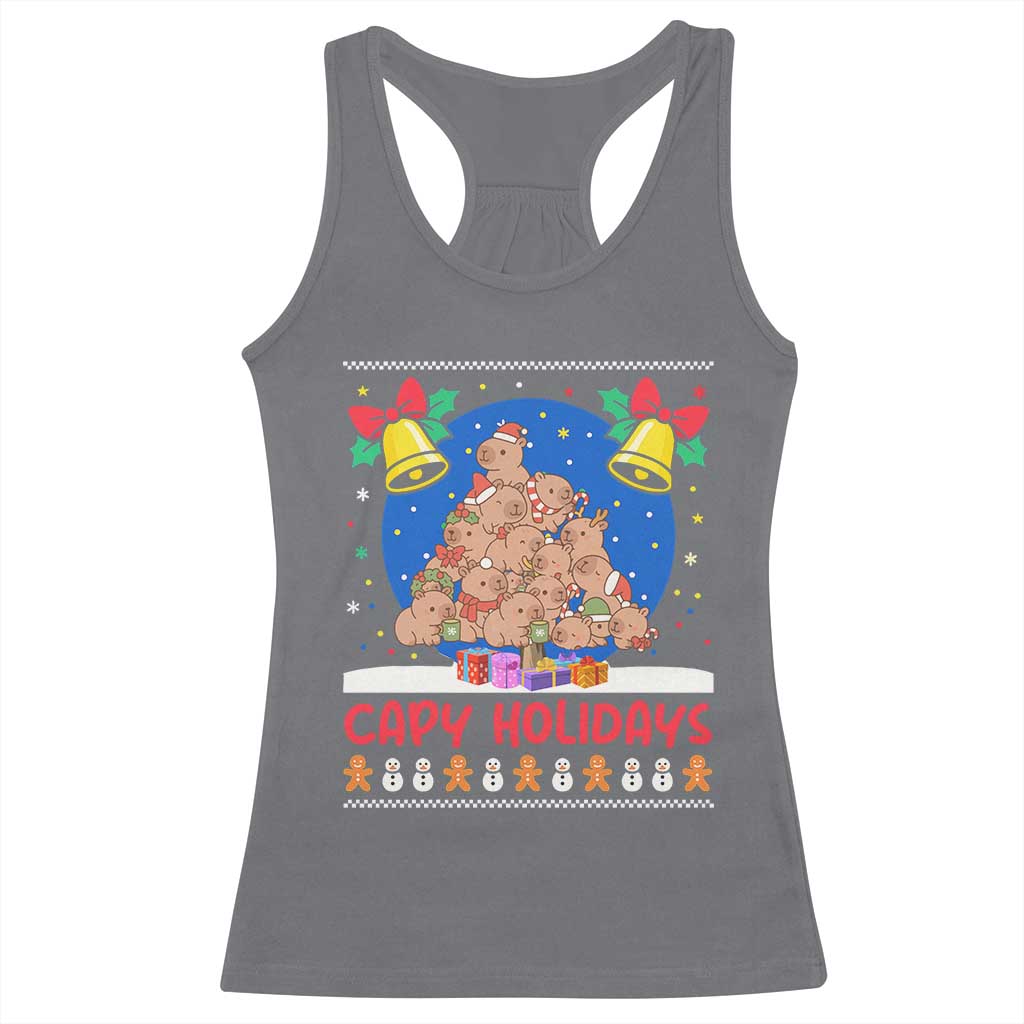 Capybara Christmas Tree Racerback Tank Top Funny Capy Holidays Gift - Wonder Print Shop