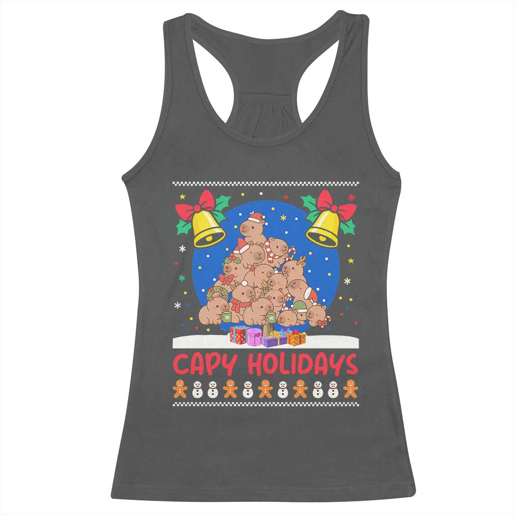 Capybara Christmas Tree Racerback Tank Top Funny Capy Holidays Gift - Wonder Print Shop