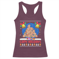 Capybara Christmas Tree Racerback Tank Top Funny Capy Holidays Gift - Wonder Print Shop