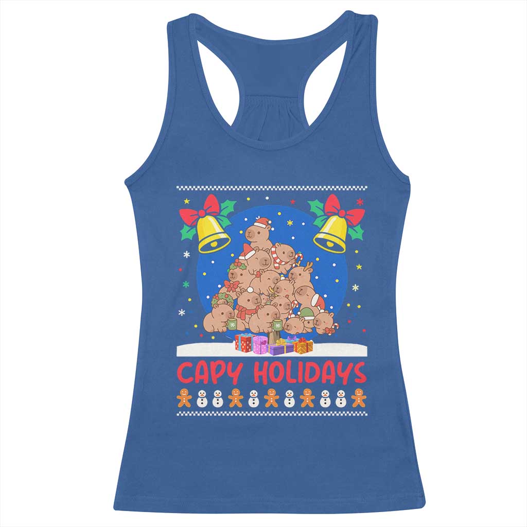 Capybara Christmas Tree Racerback Tank Top Funny Capy Holidays Gift - Wonder Print Shop