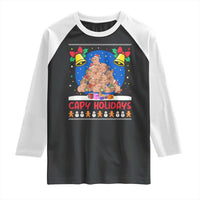 Capybara Christmas Tree Raglan Shirt Funny Capy Holidays Gift - Wonder Print Shop
