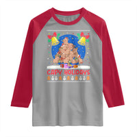 Capybara Christmas Tree Raglan Shirt Funny Capy Holidays Gift - Wonder Print Shop