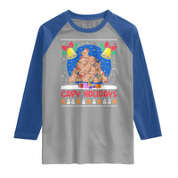 Capybara Christmas Tree Raglan Shirt Funny Capy Holidays Gift - Wonder Print Shop