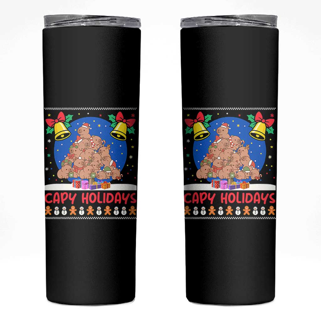 Capybara Christmas Tree Skinny Tumbler Funny Capy Holidays Gift