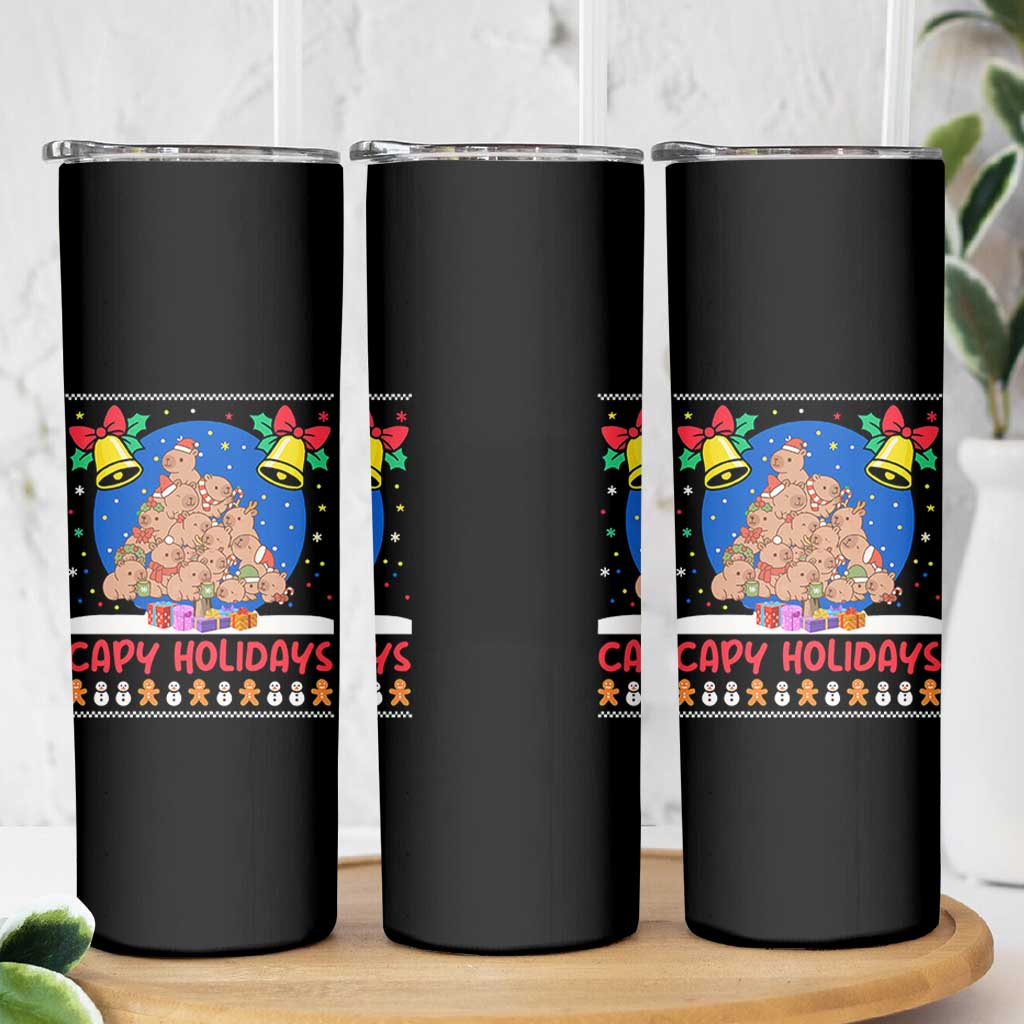 Capybara Christmas Tree Skinny Tumbler Funny Capy Holidays Gift
