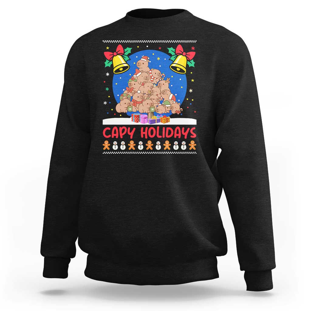 Capybara Christmas Tree Sweatshirt Funny Capy Holidays Gift - Wonder Print Shop