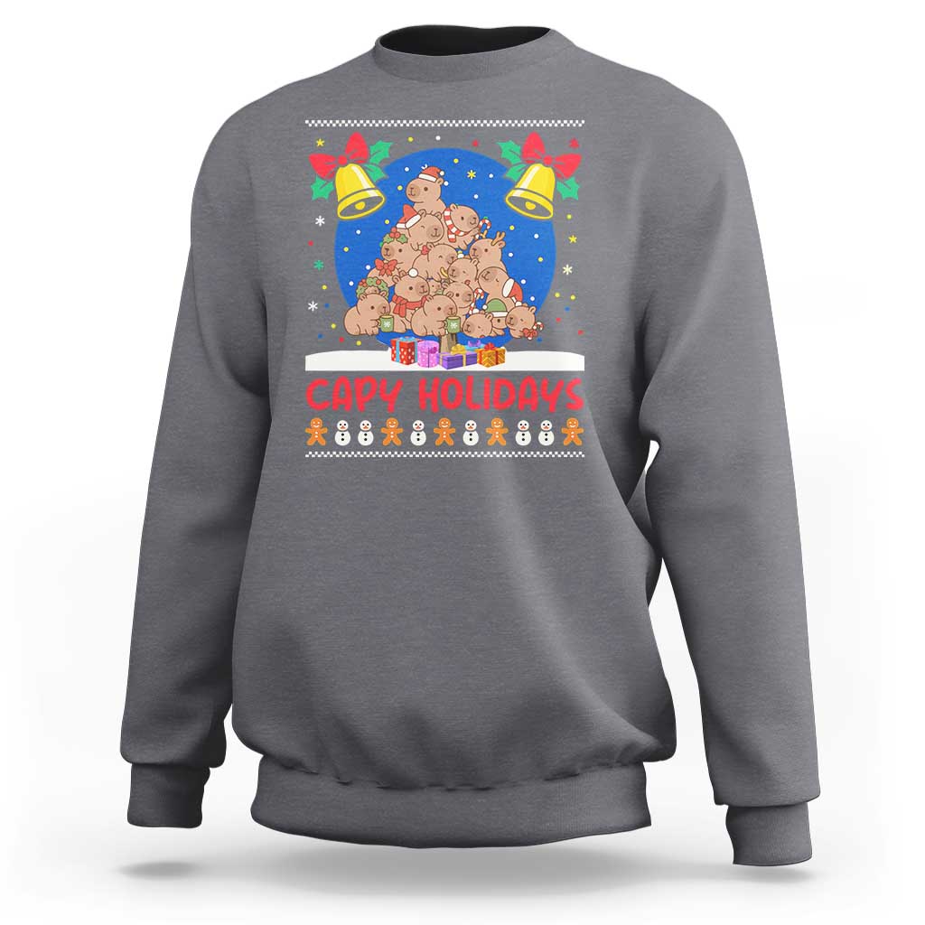Capybara Christmas Tree Sweatshirt Funny Capy Holidays Gift - Wonder Print Shop