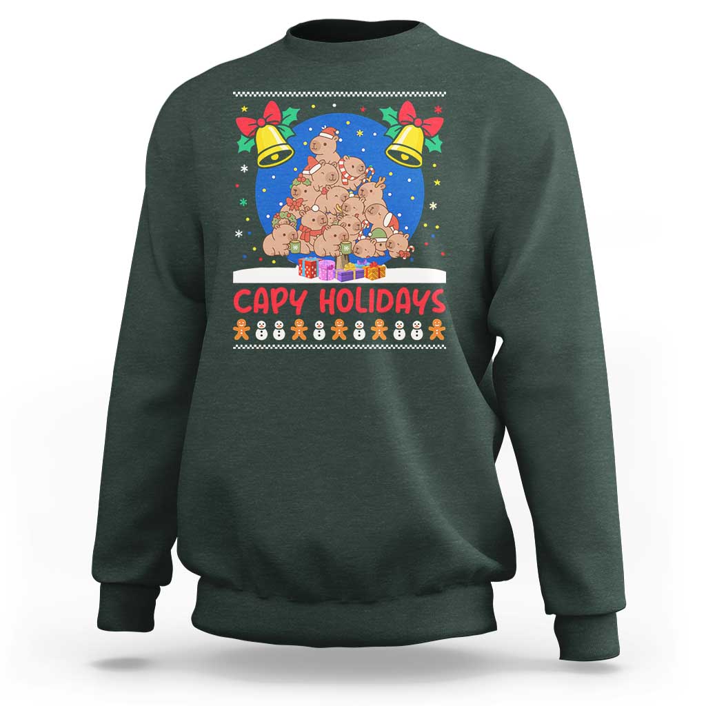 Capybara Christmas Tree Sweatshirt Funny Capy Holidays Gift - Wonder Print Shop