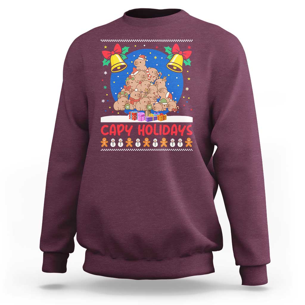 Capybara Christmas Tree Sweatshirt Funny Capy Holidays Gift - Wonder Print Shop