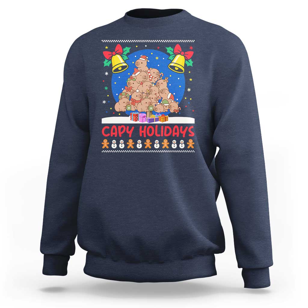 Capybara Christmas Tree Sweatshirt Funny Capy Holidays Gift - Wonder Print Shop