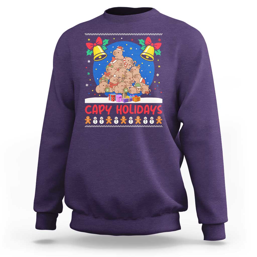 Capybara Christmas Tree Sweatshirt Funny Capy Holidays Gift - Wonder Print Shop