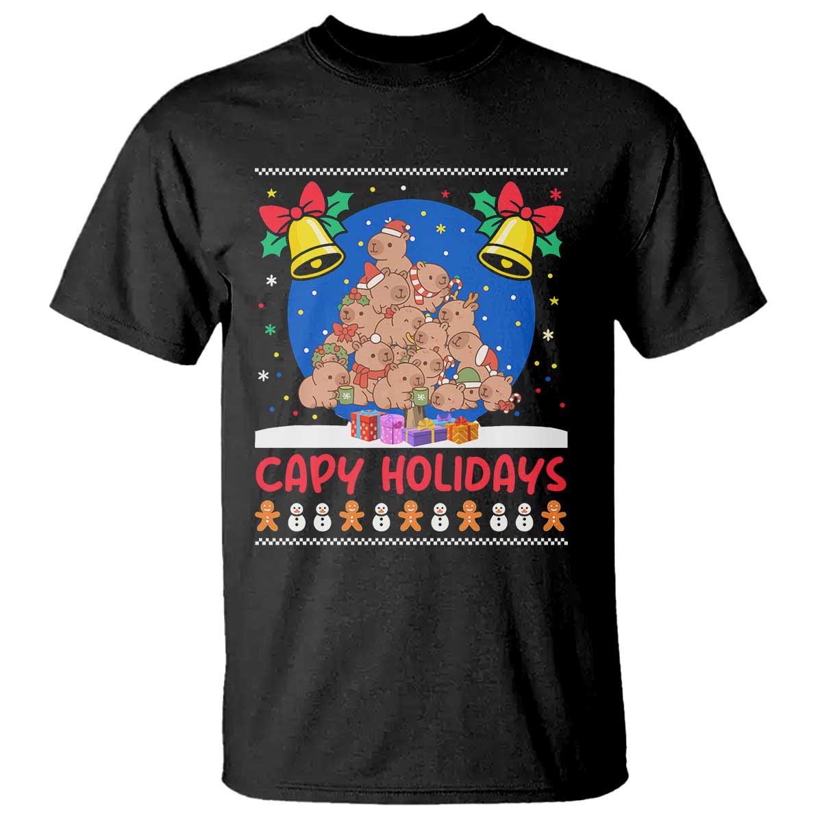 Capybara Christmas Tree T Shirt Funny Capy Holidays Gift - Wonder Print Shop