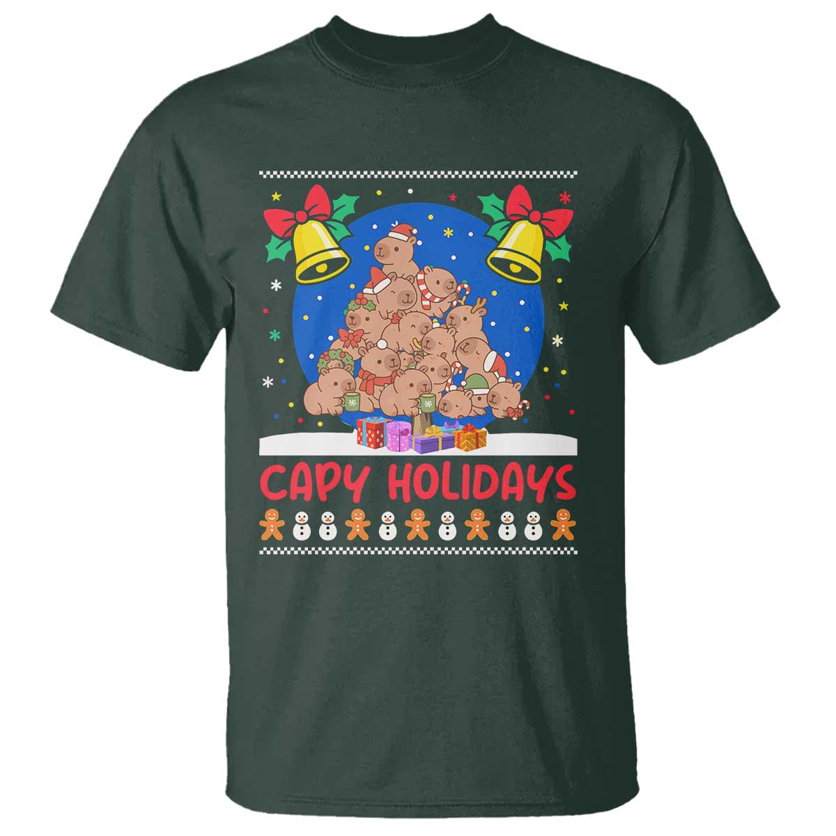 Capybara Christmas Tree T Shirt Funny Capy Holidays Gift - Wonder Print Shop