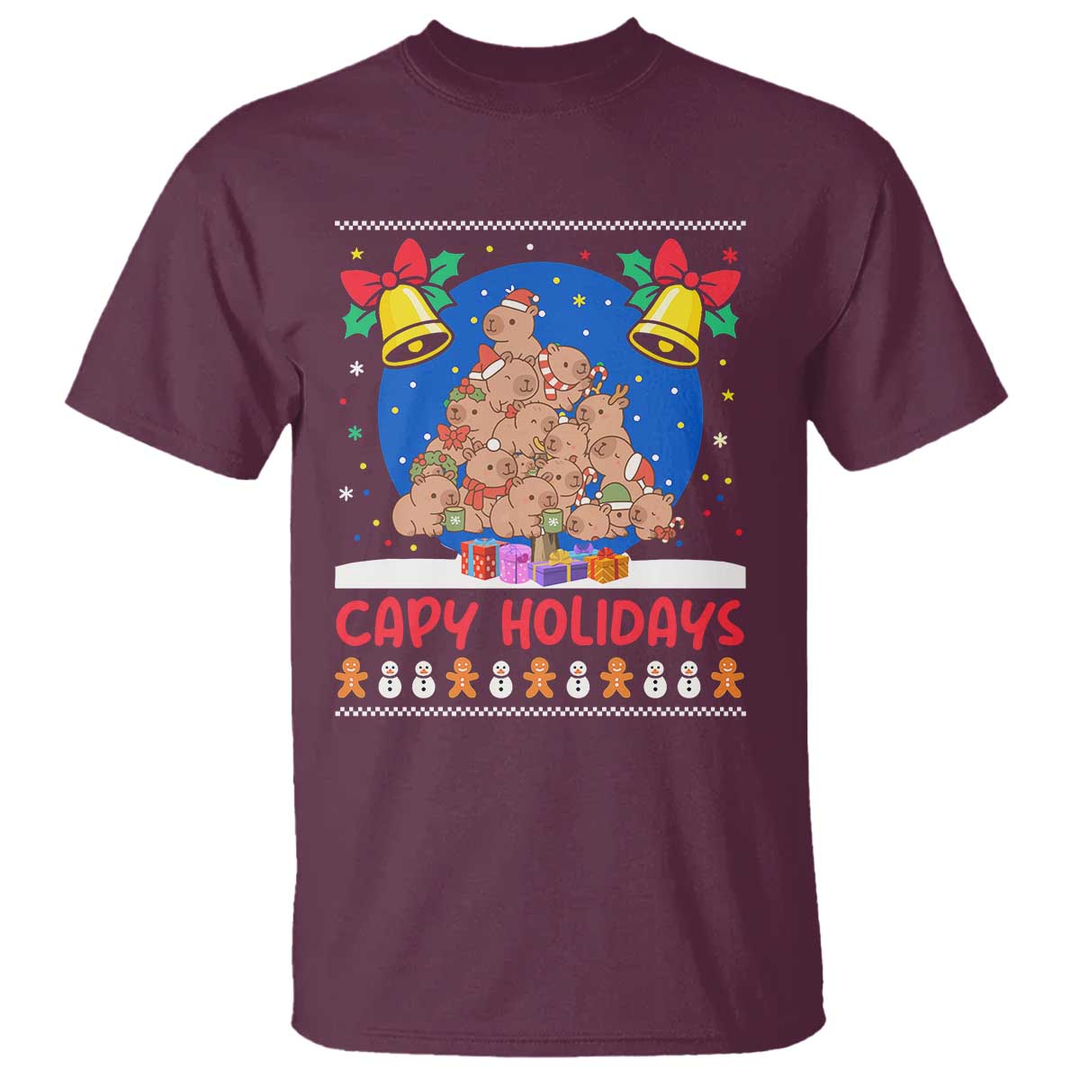 Capybara Christmas Tree T Shirt Funny Capy Holidays Gift - Wonder Print Shop
