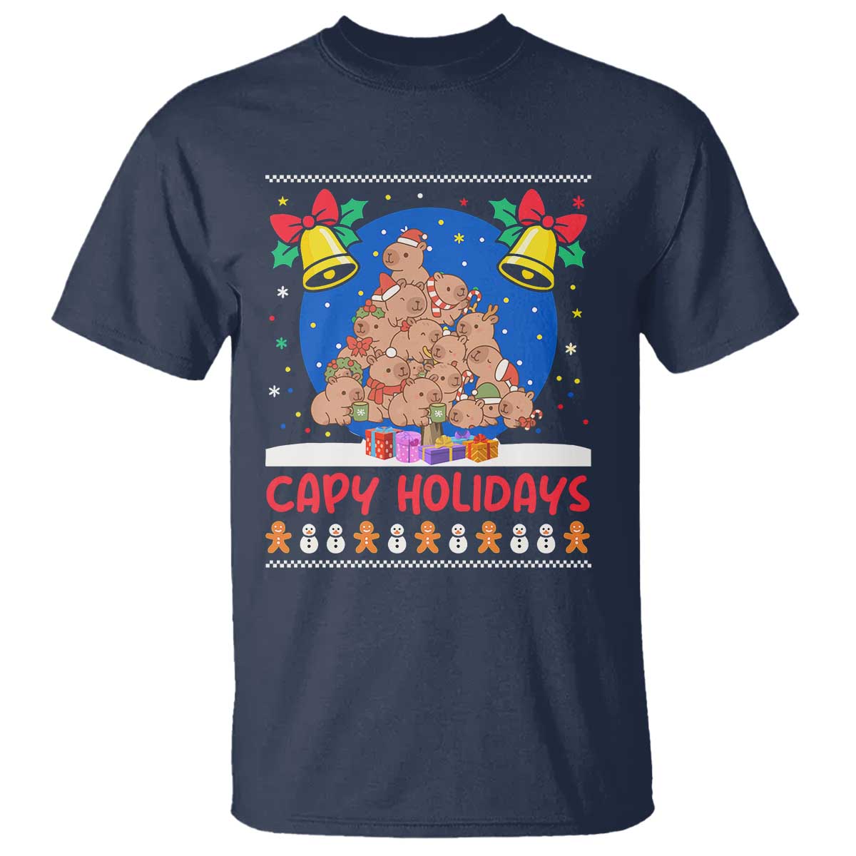 Capybara Christmas Tree T Shirt Funny Capy Holidays Gift - Wonder Print Shop