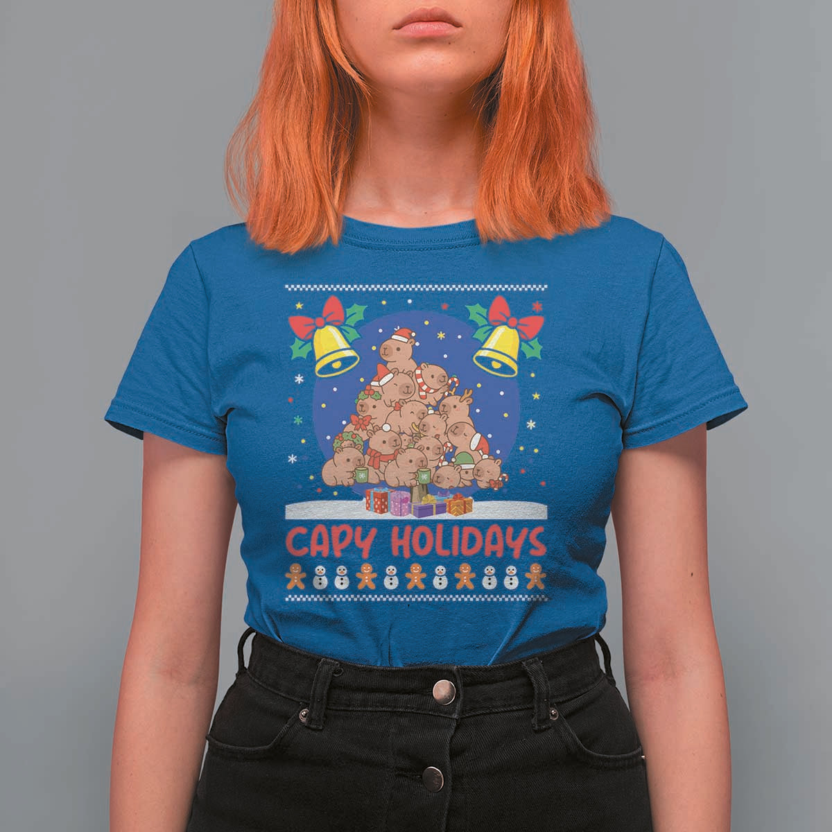Capybara Christmas Tree T Shirt For Women Funny Capy Holidays Gift - Wonder Print Shop