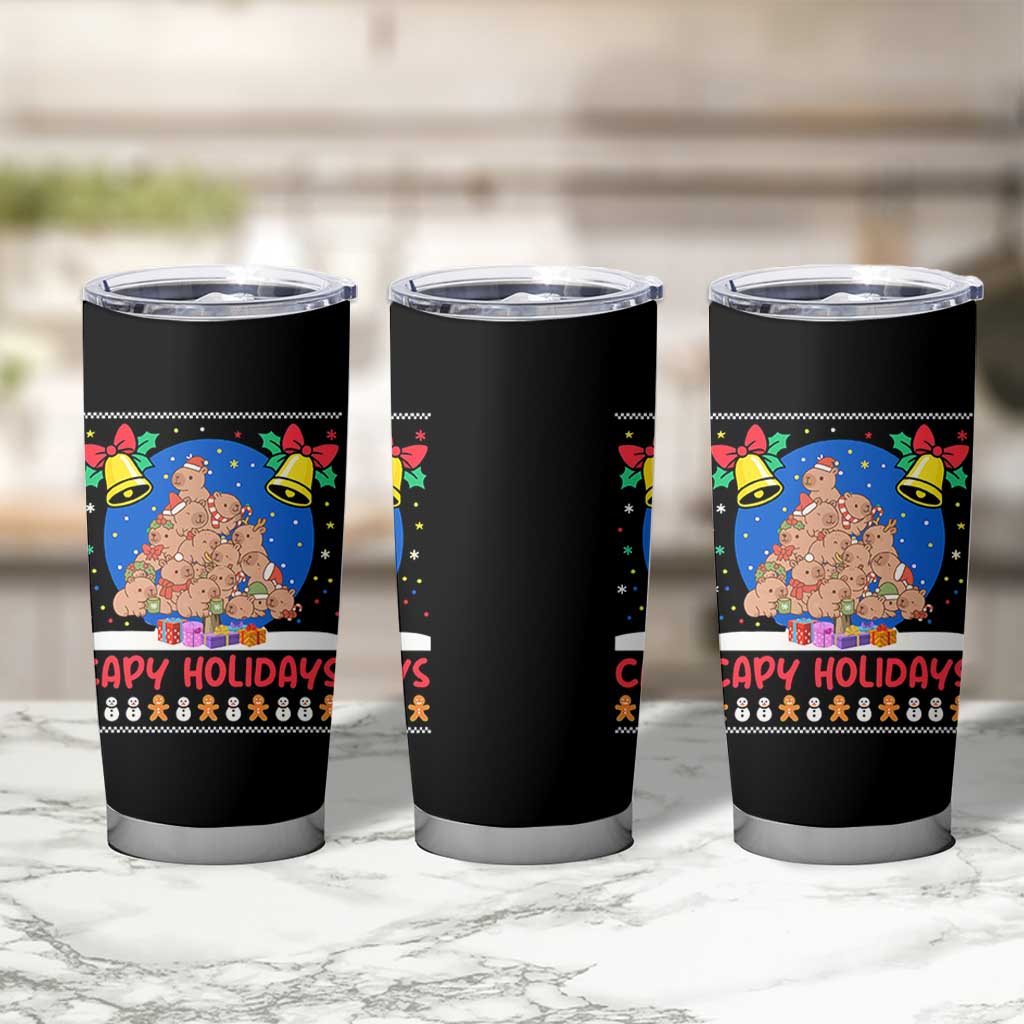 Capybara Christmas Tree Tumbler Cup Funny Capy Holidays Gift