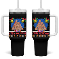 Capybara Christmas Tree Tumbler With Handle Funny Capy Holidays Gift