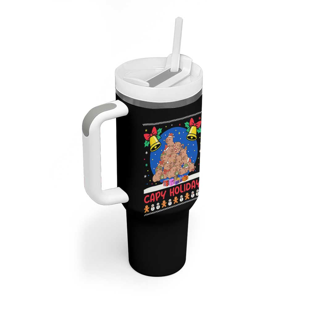 Capybara Christmas Tree Tumbler With Handle Funny Capy Holidays Gift