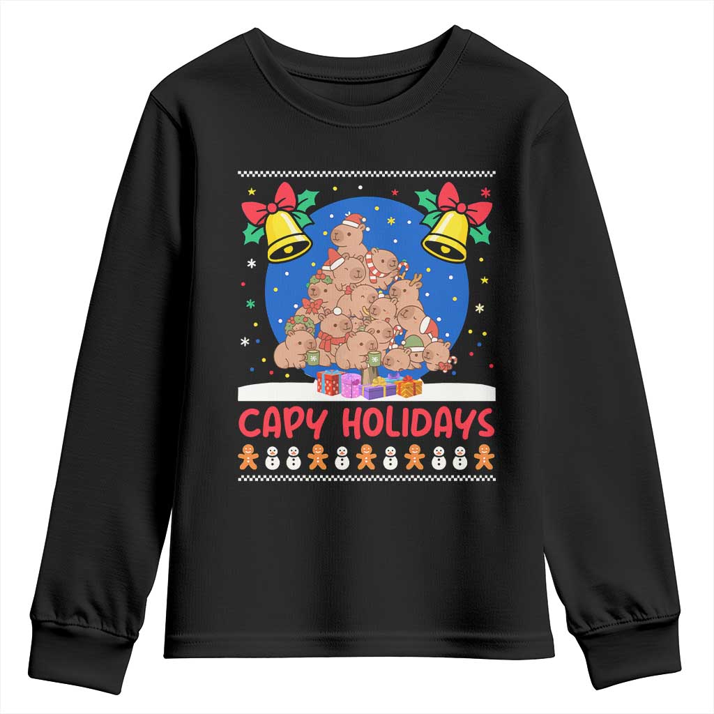 Capybara Christmas Tree Youth Sweatshirt Funny Capy Holidays Gift - Wonder Print Shop