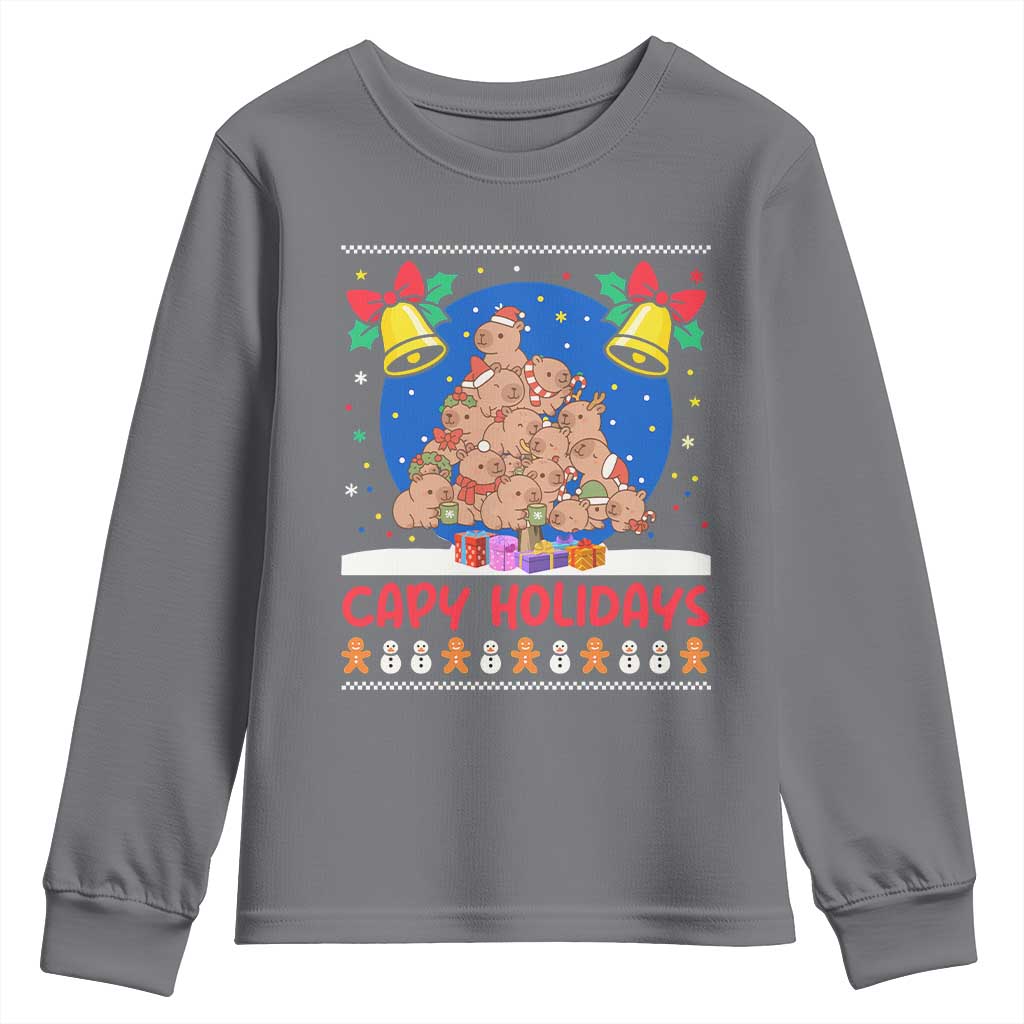 Capybara Christmas Tree Youth Sweatshirt Funny Capy Holidays Gift - Wonder Print Shop