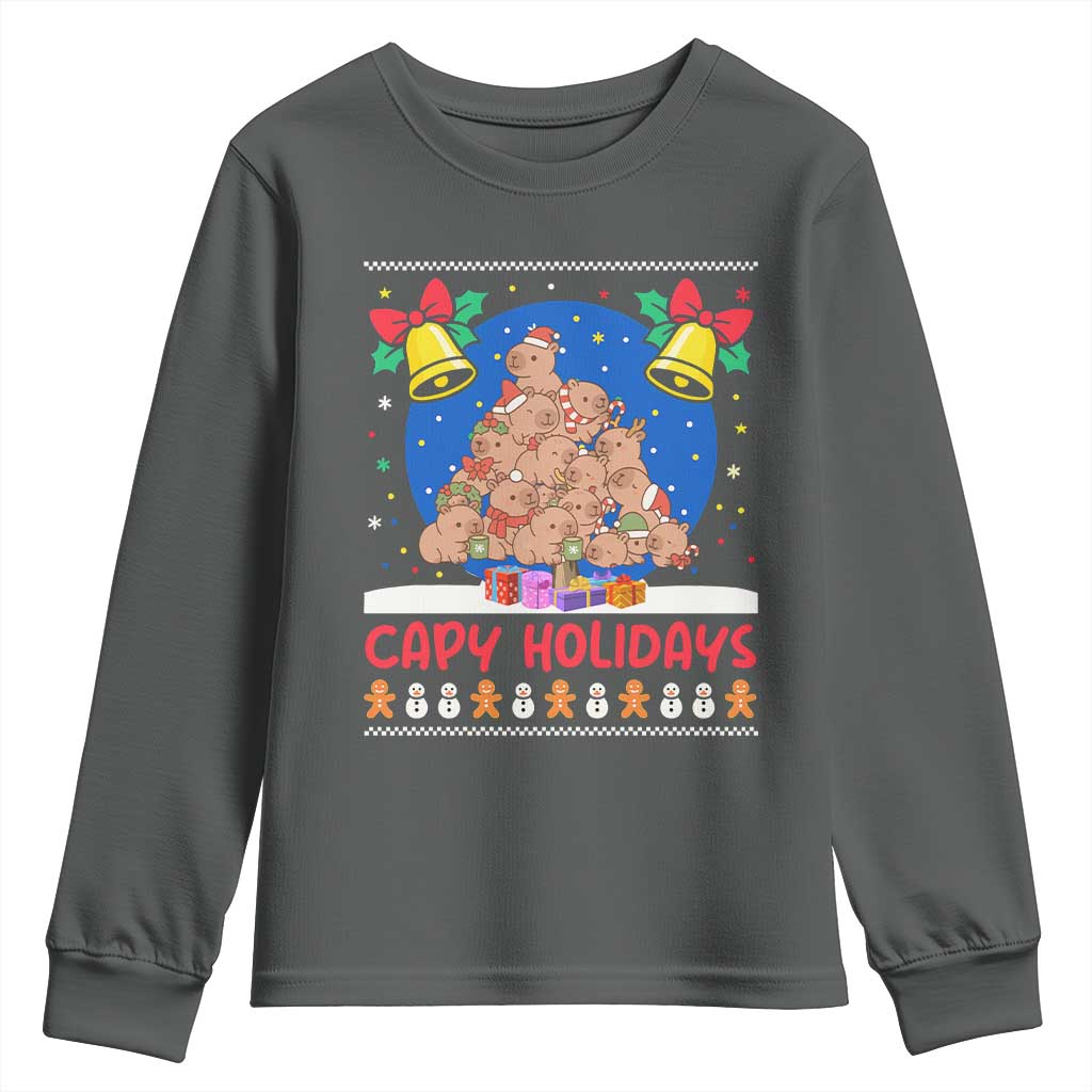 Capybara Christmas Tree Youth Sweatshirt Funny Capy Holidays Gift - Wonder Print Shop