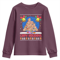 Capybara Christmas Tree Youth Sweatshirt Funny Capy Holidays Gift - Wonder Print Shop
