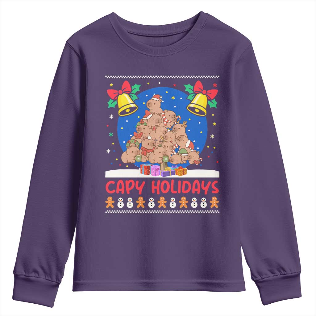 Capybara Christmas Tree Youth Sweatshirt Funny Capy Holidays Gift - Wonder Print Shop