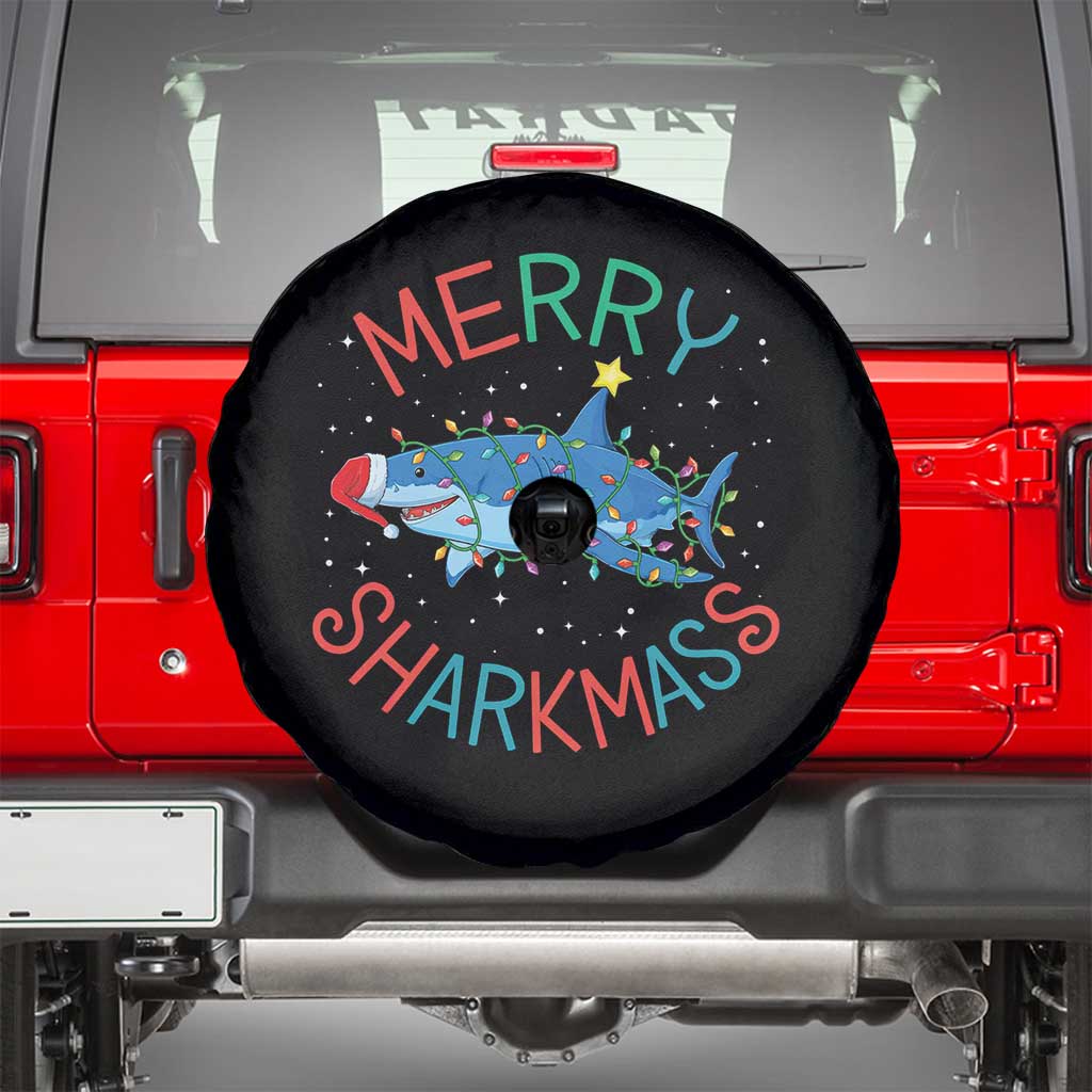Christmas Shark Spare Tire Cover Funny Merry Sharkmas Xmas Gift - Wonder Print Shop