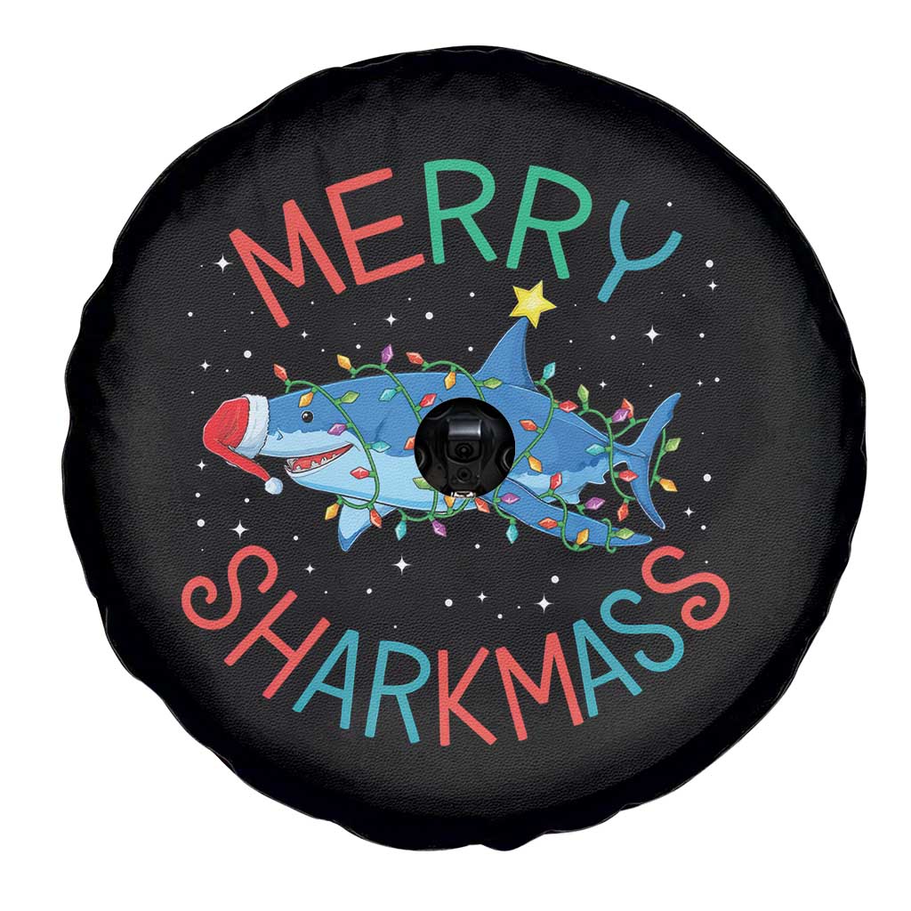 Christmas Shark Spare Tire Cover Funny Merry Sharkmas Xmas Gift - Wonder Print Shop